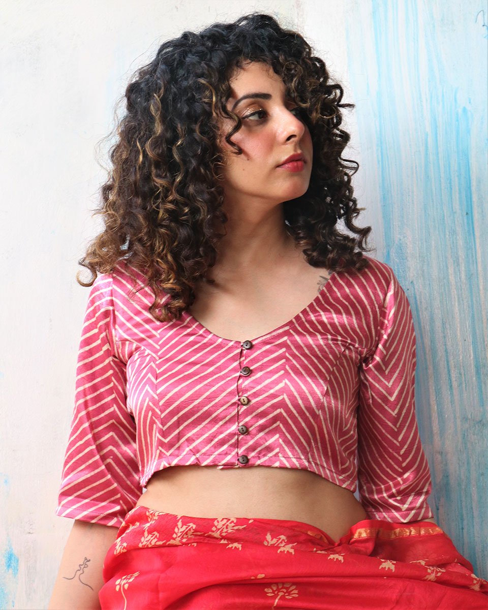 Chidiyaa Pink Mashru Silk Blouse