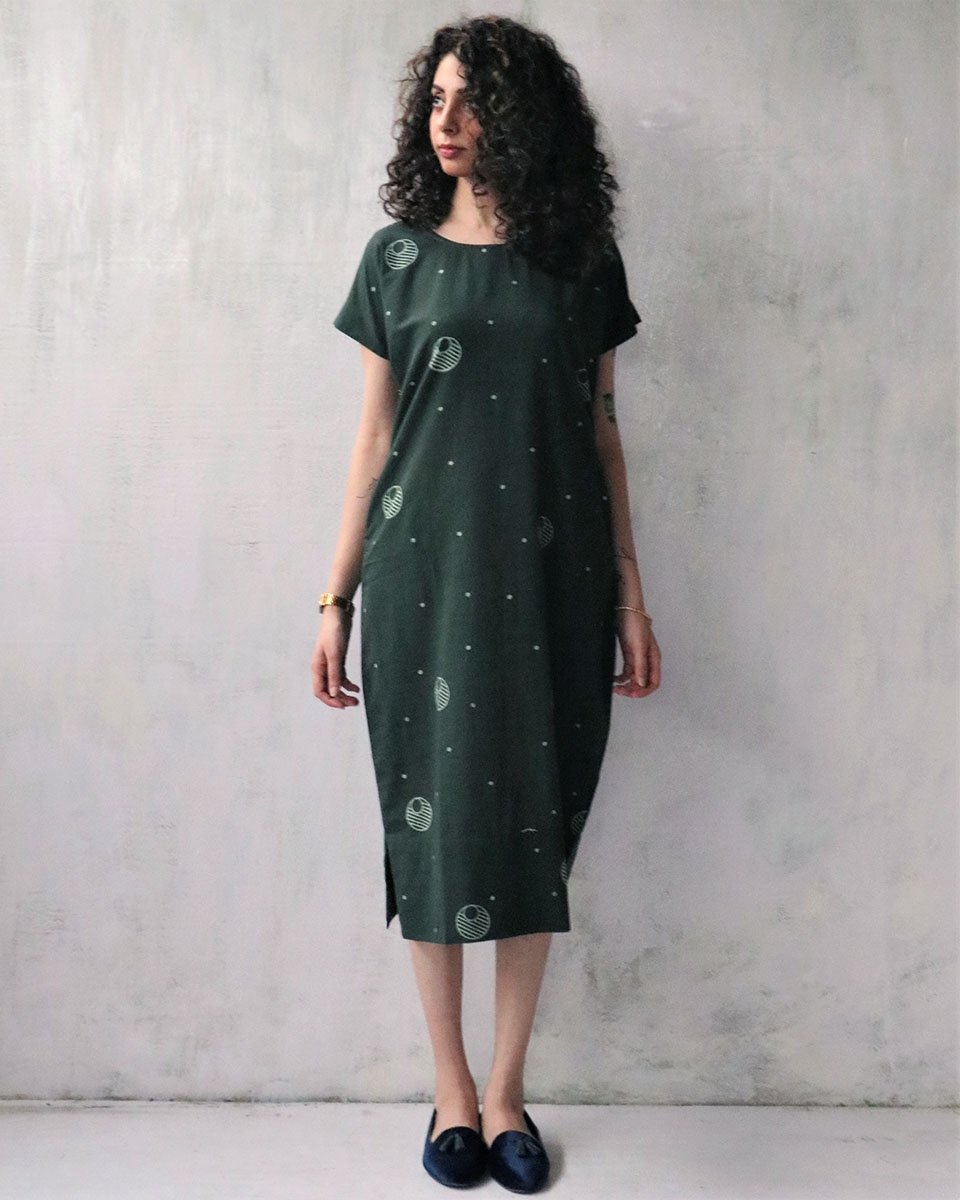 Chidiyaa Green Cotton Dress