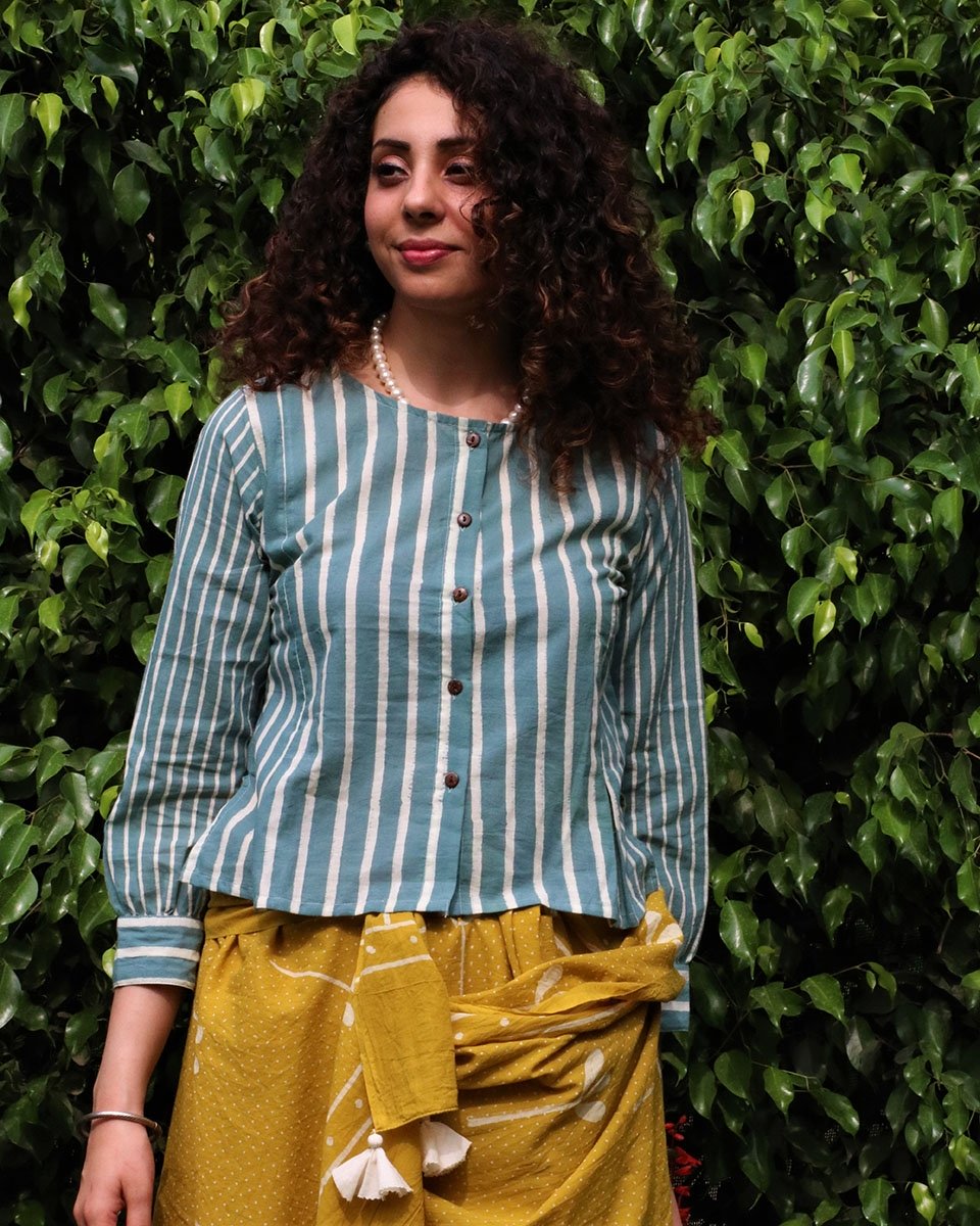 Steel blue cotton top