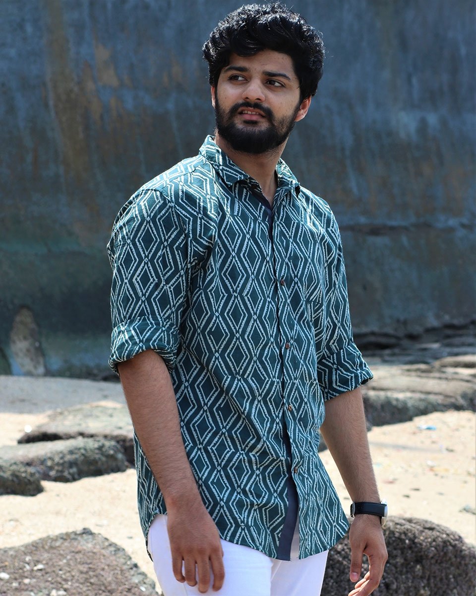 Chidiyaa Teal Cotton Shirt