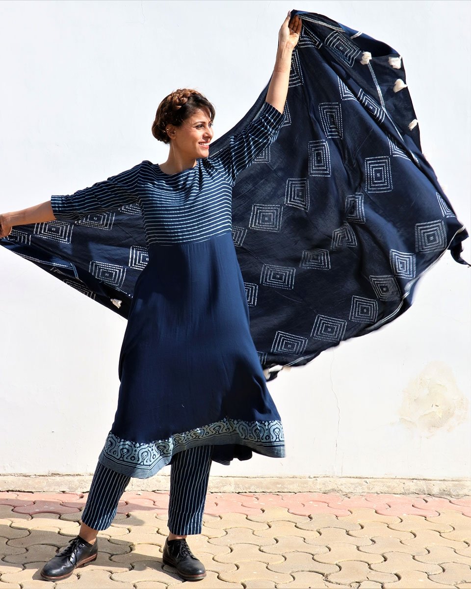 Chidiyaa Blue Modal Silk Dupatta