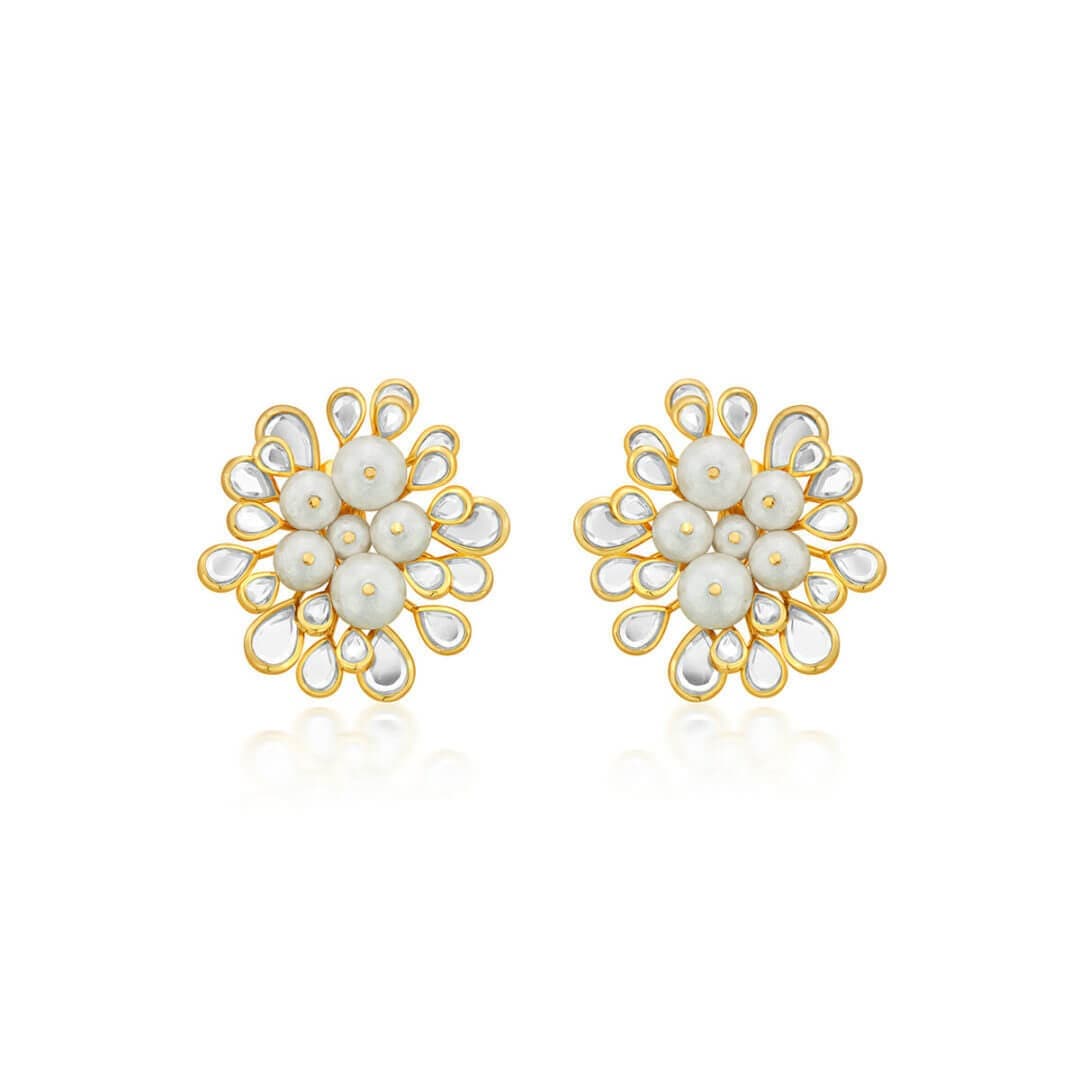Limelight Cluster Of Pearls Statement Stud Earrings - Isharya | Modern Indian Jewelry