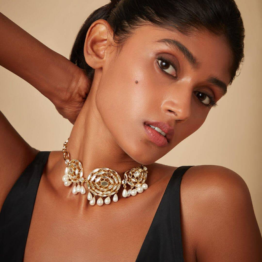 Statement Cluster and Pearl Choker - Isharya | Modern Indian Jewelry