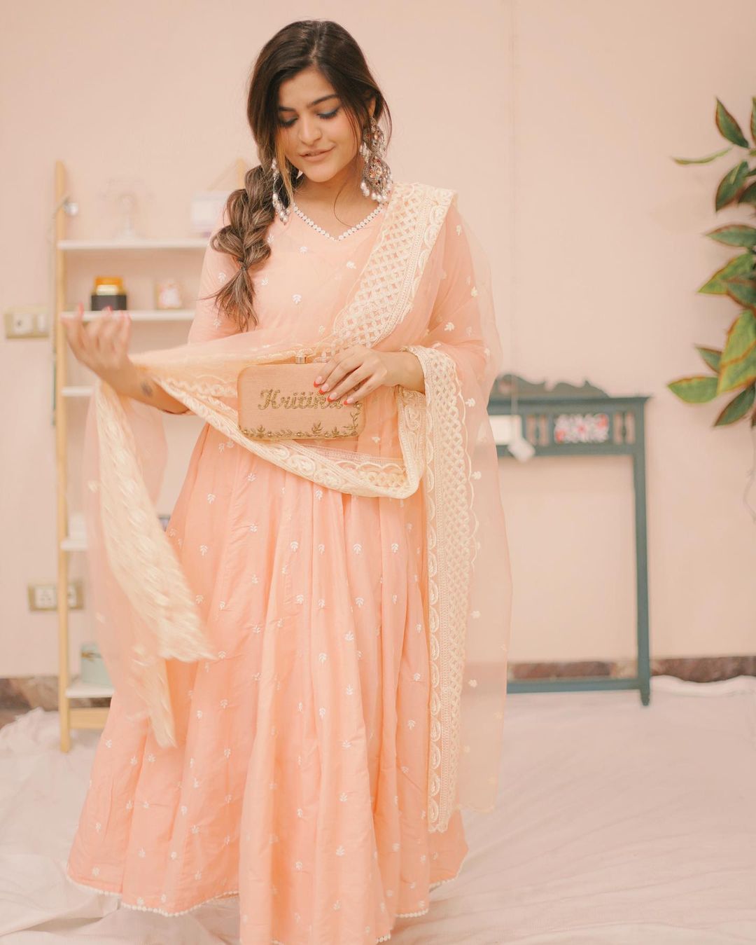 Hairat Peach Anarkali Set