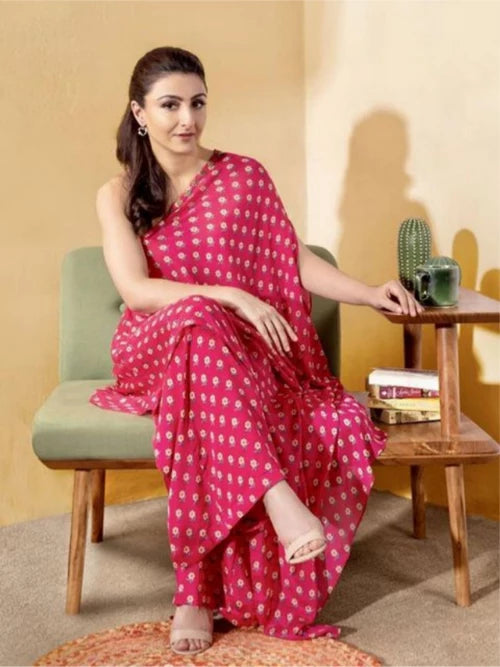 Soha Ali Khan in Paulmi & Harsh Rani Pink Saree on Nykaa Fashion International