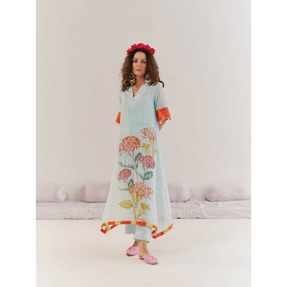 172 Threads Powder Blue Kaftan & Pant (Set of 2)