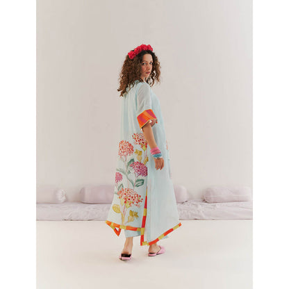 172 Threads Powder Blue Kaftan & Pant (Set of 2)