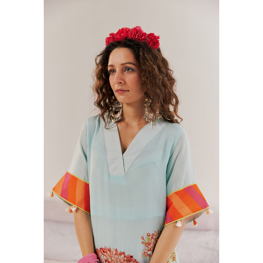 172 Threads Powder Blue Kaftan & Pant (Set of 2)