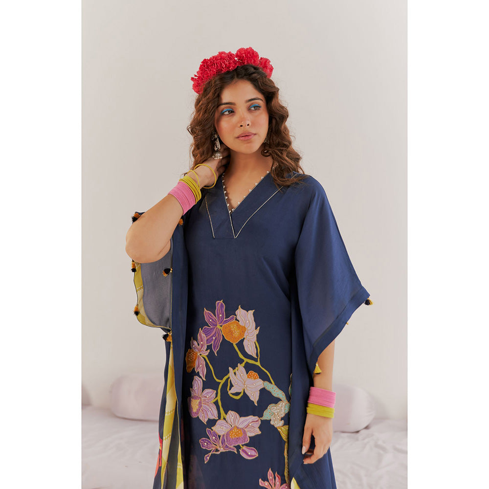 172 Threads Midnight Blue Kaftan & Pant (Set of 2)