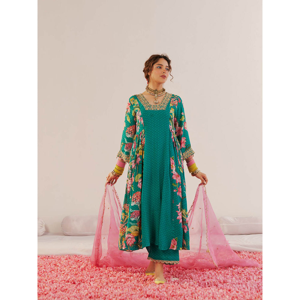 172 Threads Botanical Bliss Anarkali Kurta Pant & Dupatta (Set of 3)