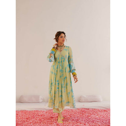 172 Threads Sea-Green Kurta Pant & Dupatta (Set of 3)