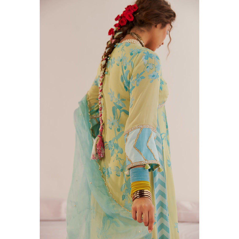 172 Threads Sea-Green Kurta Pant & Dupatta (Set of 3)