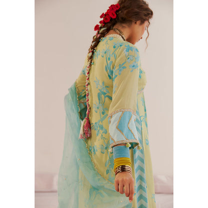 172 Threads Sea-Green Kurta Pant & Dupatta (Set of 3)