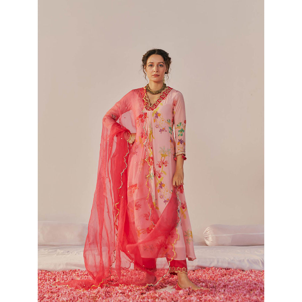 172 Threads Nude Pink Kurta Pant & Dupatta (Set of 3)