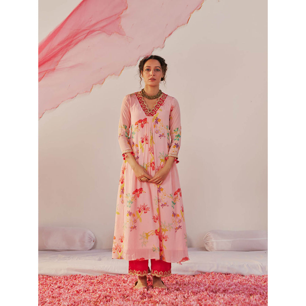 172 Threads Nude Pink Kurta Pant & Dupatta (Set of 3)