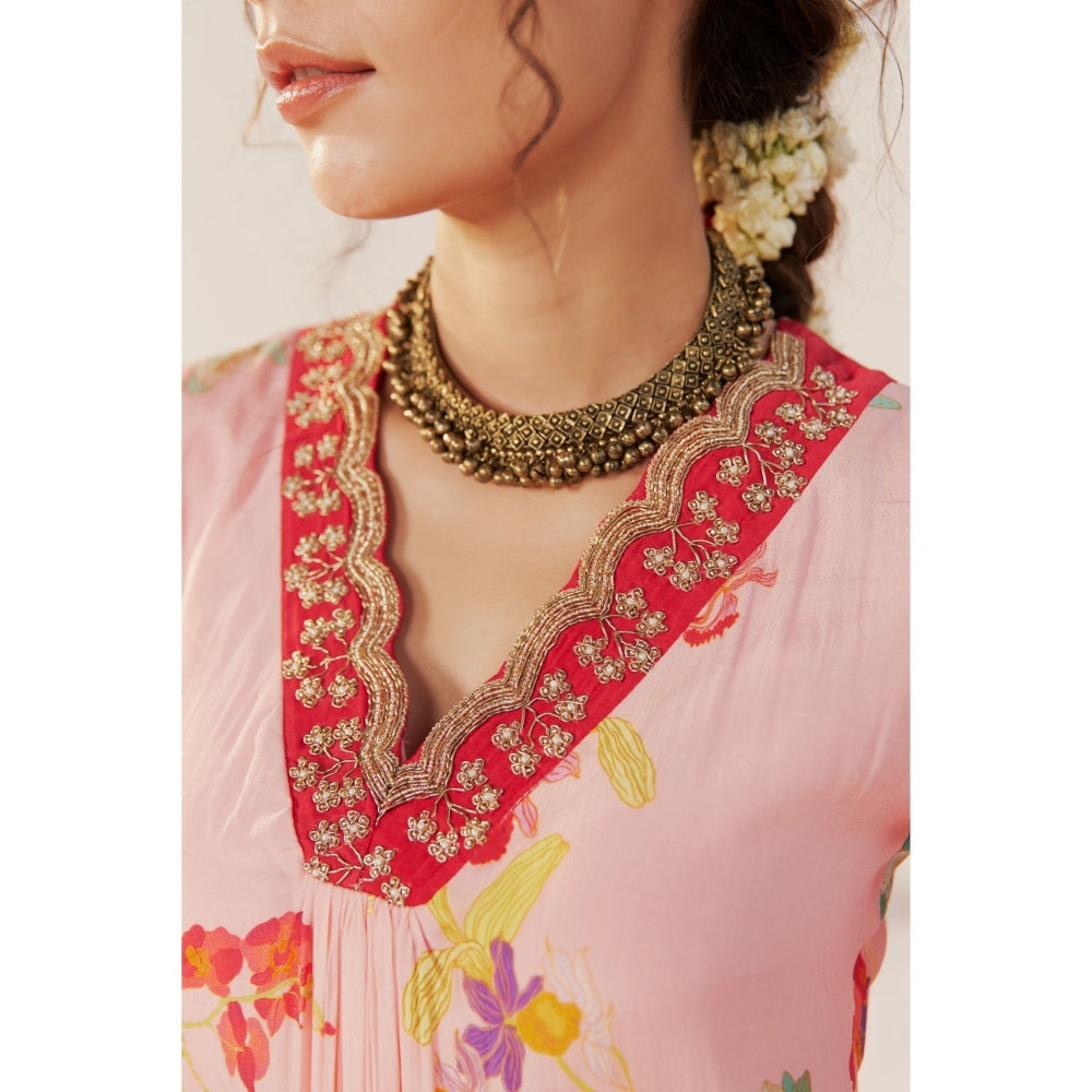 172 Threads Nude Pink Kurta Pant & Dupatta (Set of 3)