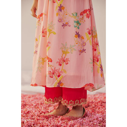 172 Threads Nude Pink Kurta Pant & Dupatta (Set of 3)