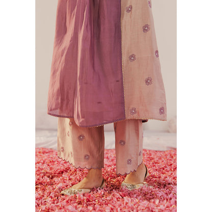 172 Threads Berry Chanderi kurta Pant & Dupatta (Set of 3)