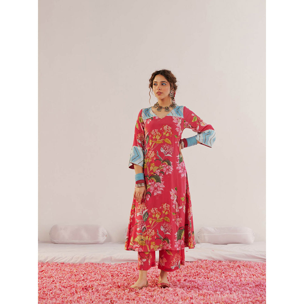 172 Threads Crimson A-Line Kurta Pant & Dupatta (Set of 3)