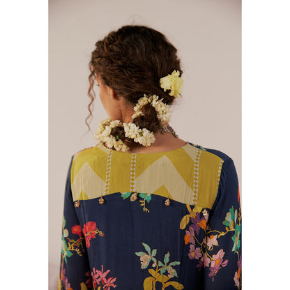 172 Threads Midnight Blue A-Line Kurta Pant & Dupatta (Set of 3)