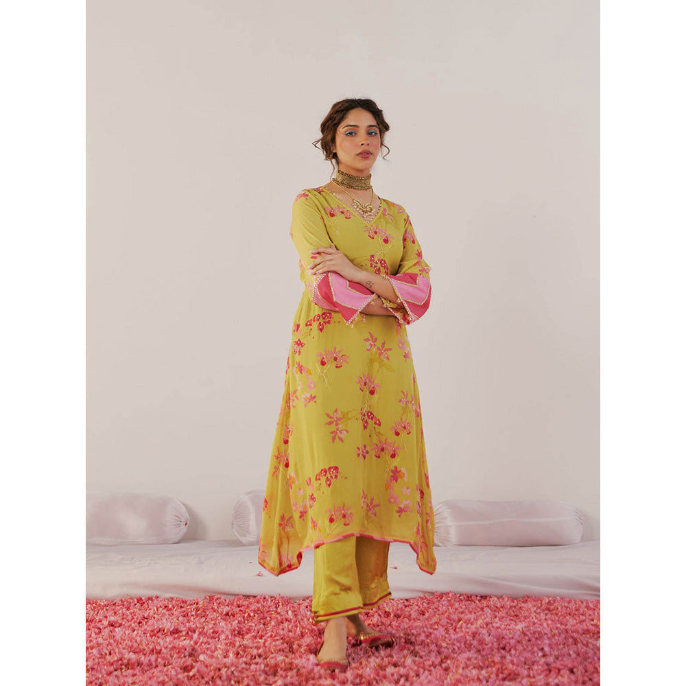 172 Threads Apple Green A-Line Kurta Pant & Dupatta (Set of 3)