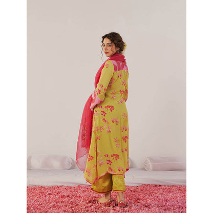 172 Threads Apple Green A-Line Kurta Pant & Dupatta (Set of 3)