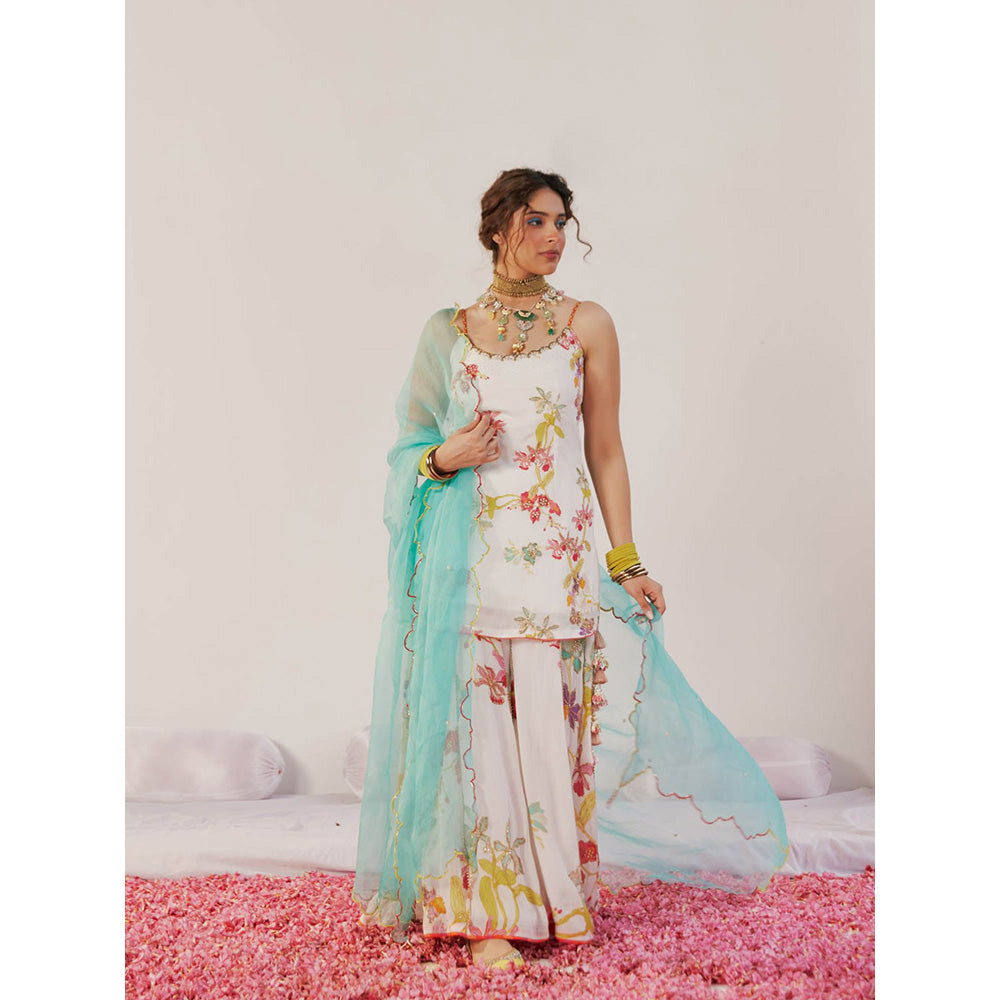 172 Threads Pearl Essence Sharara Kurta & Dupatta (Set of 3)