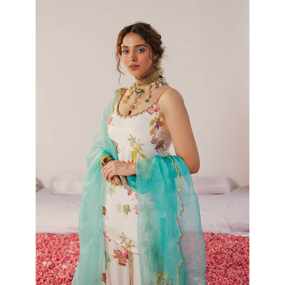 172 Threads Pearl Essence Sharara Kurta & Dupatta (Set of 3)