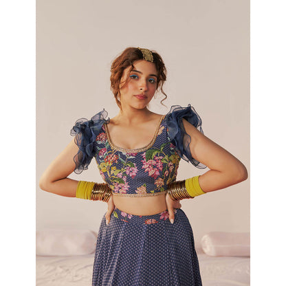 172 Threads Blue Orchid Lehenga Blouse & Dupatta (Set of 3)