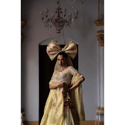 Aangan by Parul Beige Radiant Majesty Lehenga with Blouse and Dupatta (Set of 3)