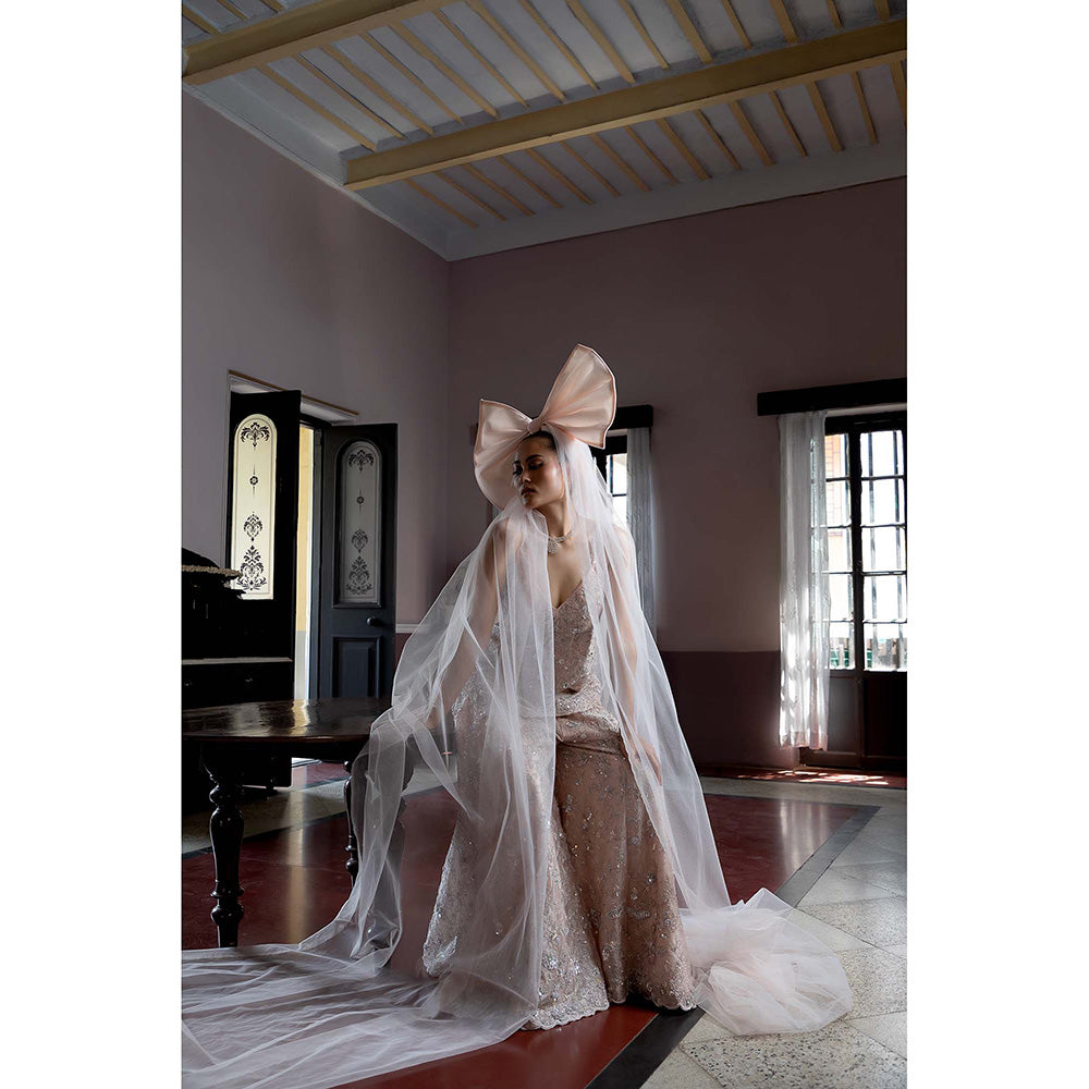 Aangan by Parul Pink Luminous Bloom Sharara with Top and Dupatta (Set of 3)