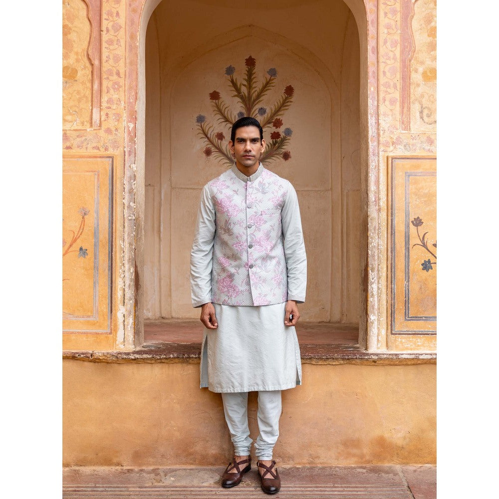 Aangan by Parul Green Regal Essence Kurta with Churidar and Nehru Jacket (Set of 3)