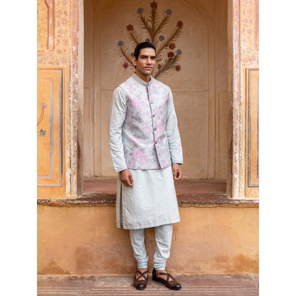 Aangan by Parul Green Regal Essence Kurta with Churidar and Nehru Jacket (Set of 3)