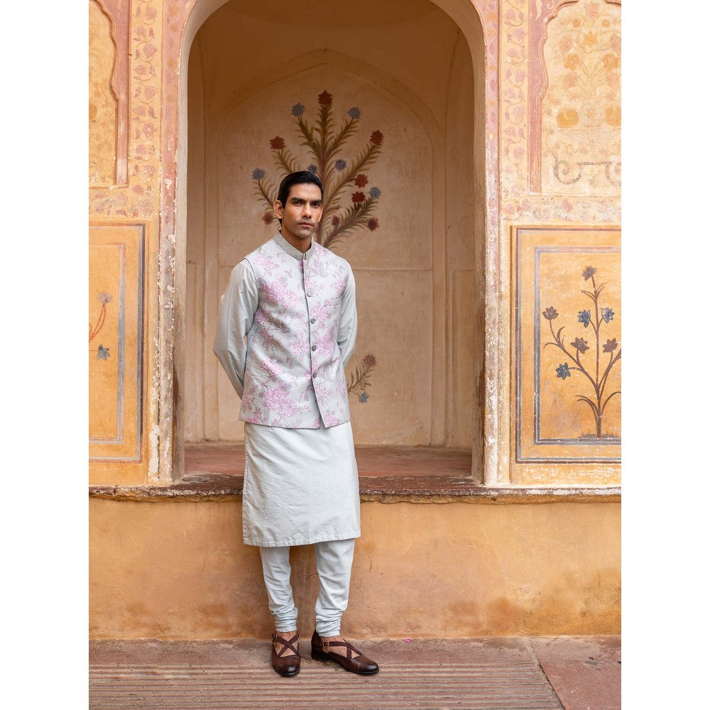 Aangan by Parul Green Regal Essence Kurta with Churidar and Nehru Jacket (Set of 3)