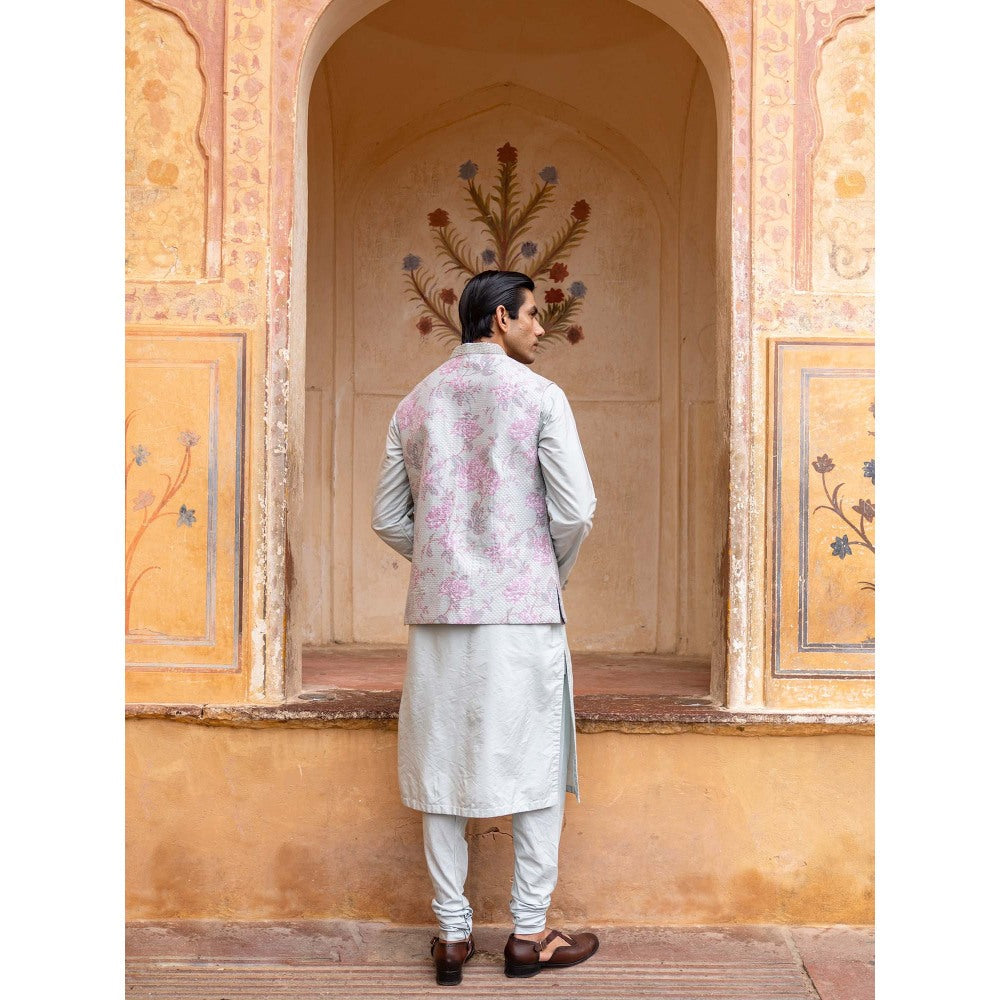 Aangan by Parul Green Regal Essence Kurta with Churidar and Nehru Jacket (Set of 3)