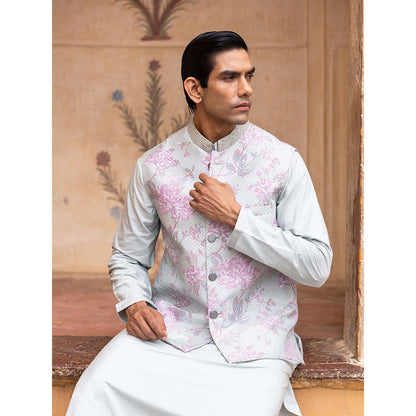 Aangan by Parul Green Regal Essence Kurta with Churidar and Nehru Jacket (Set of 3)