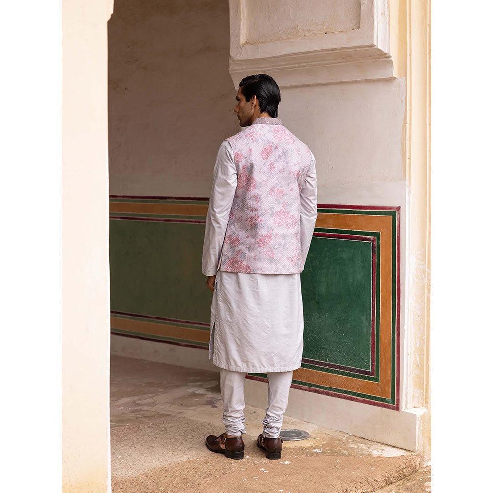 Aangan by Parul Pink Imperial Silk Kurta with Churidar and Nehru Jacket (Set of 3)
