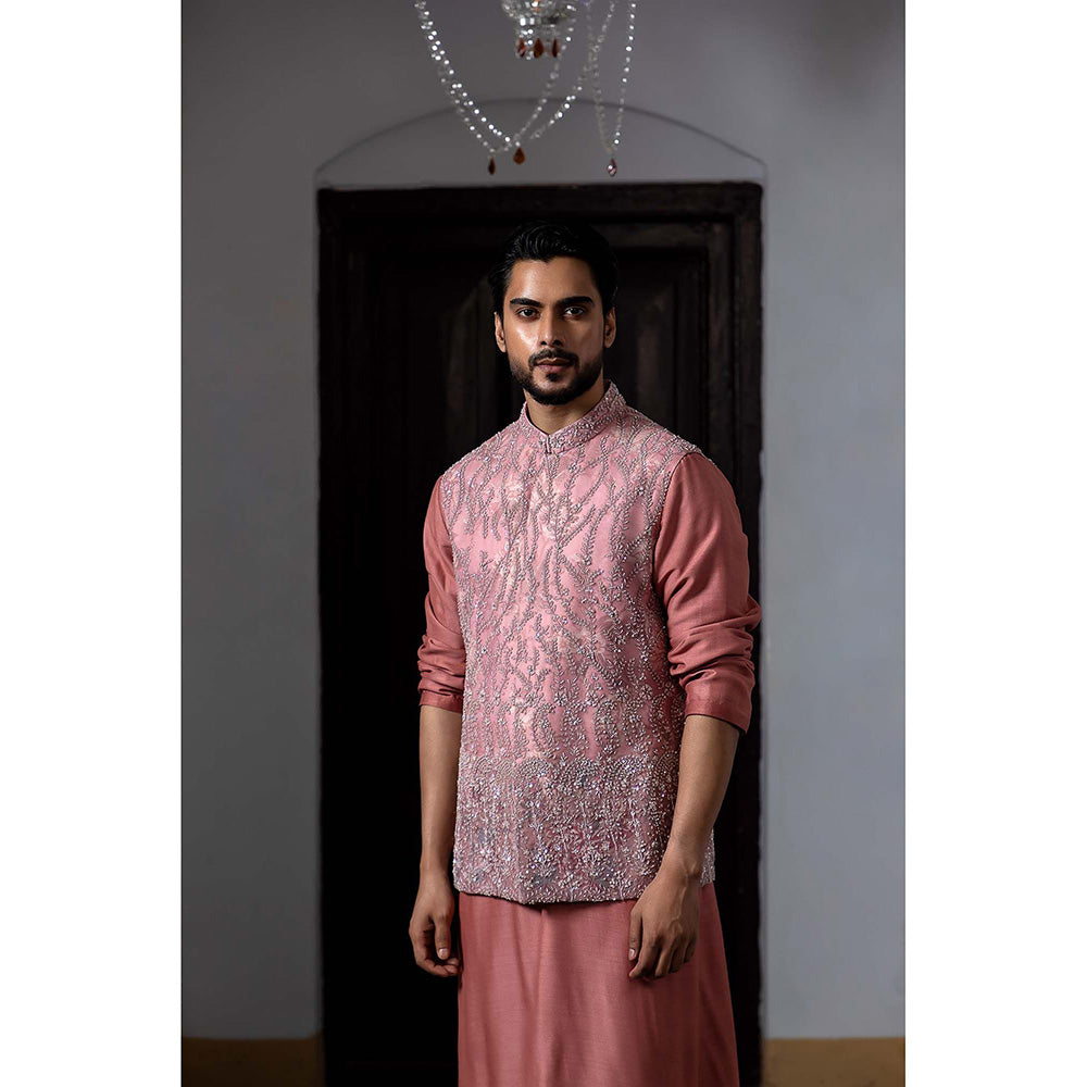 Aangan by Parul Mauve Stratus Kurta with Churidar and Nehru Jacket (Set of 3)