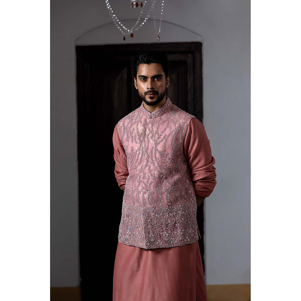 Aangan by Parul Mauve Stratus Kurta with Churidar and Nehru Jacket (Set of 3)