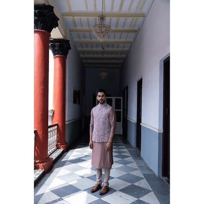 Aangan by Parul Brown Radian Kurta with Churidar and Nehru Jacket (Set of 3)