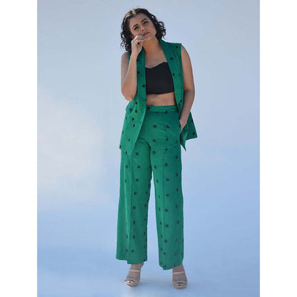Aapro Label Bandhej Pant Suit - Green (Set of 2)