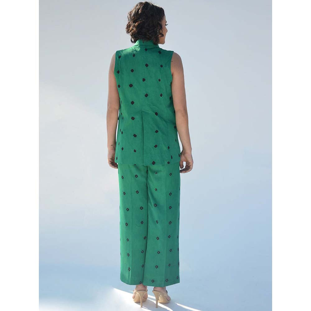 Aapro Label Bandhej Pant Suit - Green (Set of 2)