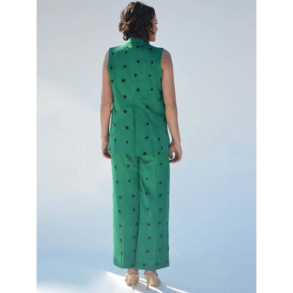Aapro Label Bandhej Pant Suit - Green (Set of 2)