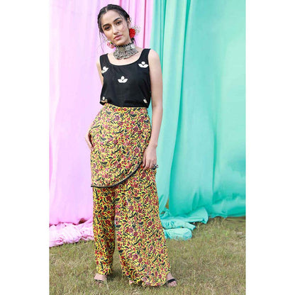 Aapro Label Block Printed Pleated Pants - Multi-Color (Set of 2)