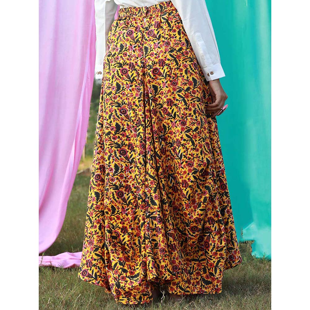 Aapro Label Block Printed Box Panel Skirt - Multi-Color
