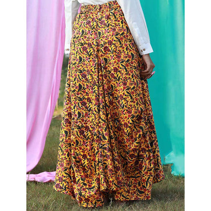 Aapro Label Block Printed Box Panel Skirt - Multi-Color