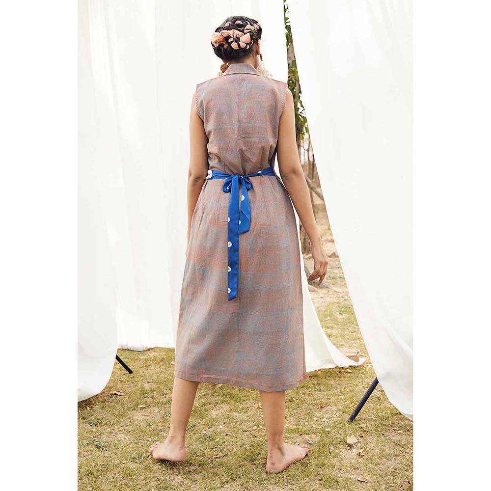 Aapro Label Block Printed and Bandhej Blazer Dress - Multi-Color