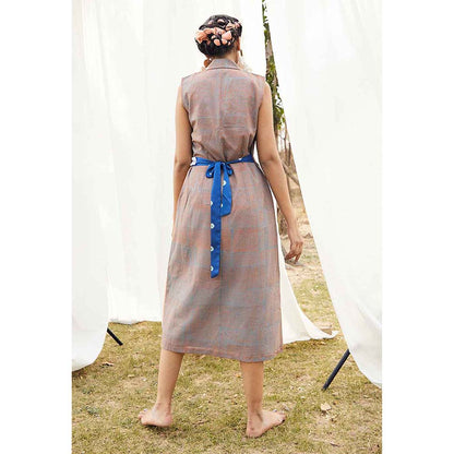 Aapro Label Block Printed and Bandhej Blazer Dress - Multi-Color