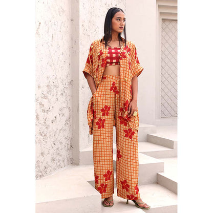 Aapro Label Orange and Red Phoenix Co-Ord (Set of 3)