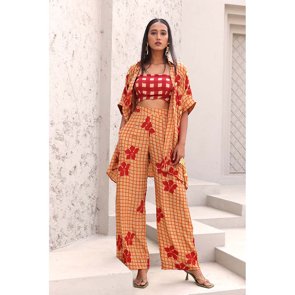 Aapro Label Orange and Red Phoenix Co-Ord (Set of 3)